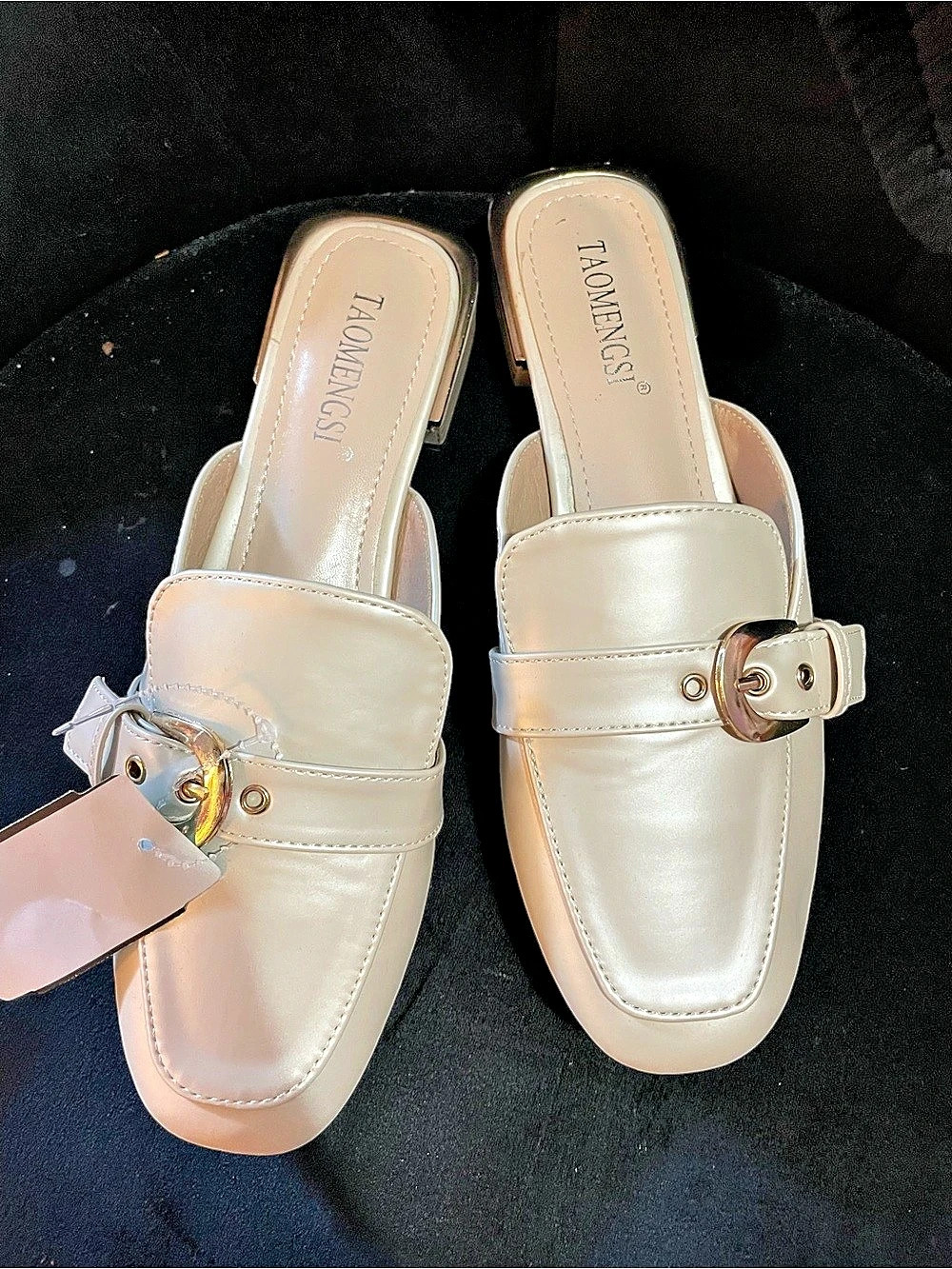 TOMMONGS Women's Buckle Mules in Cream EU 38 NWT